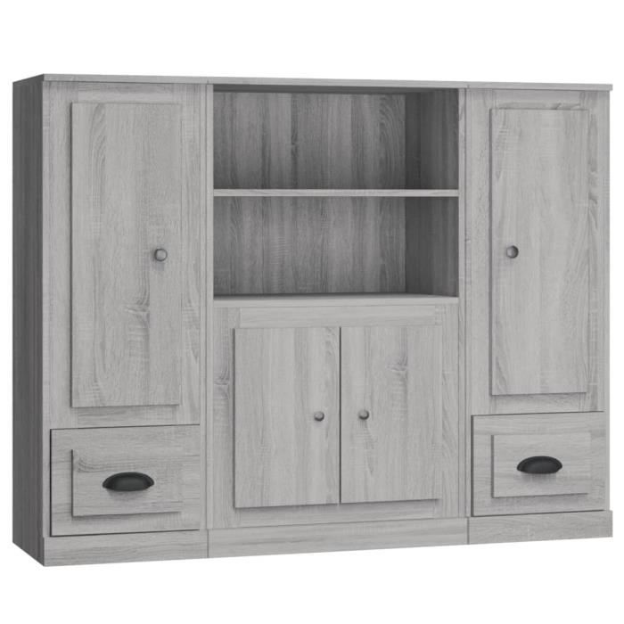 VidaXL Buffets 3 Pcs Sonoma Grey Engineered Wood 3185317