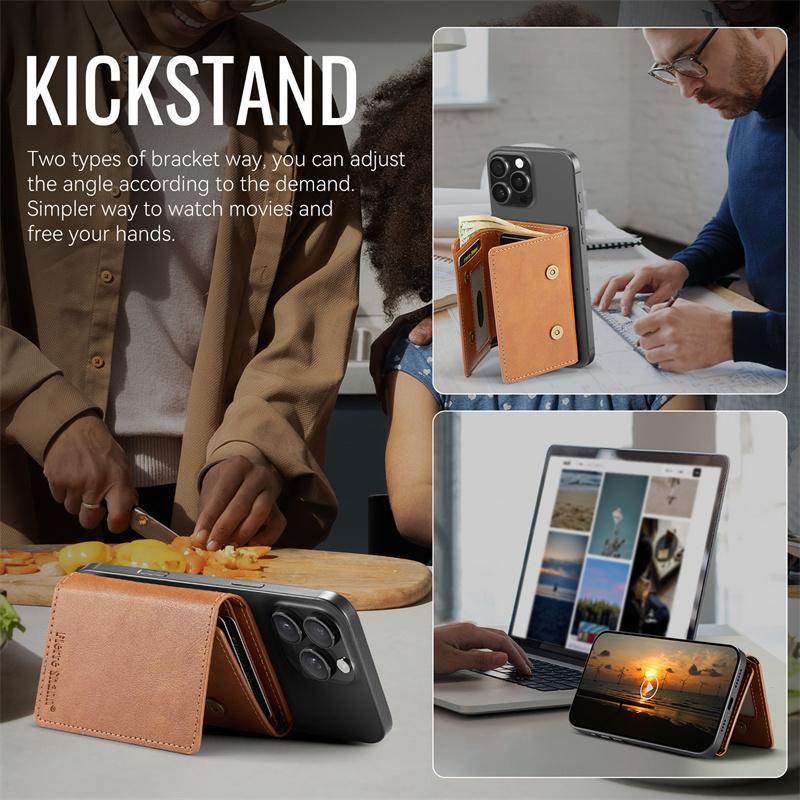 RFID-Schutz PU-Leder Tasche Geldbörse Magnetische Kartenetuis für alle Magsafe-Funktionen PU-Leder Herren Damen Kartenetui Standfunktion Abdeckung