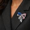 Metal Brooch Independence Day Bow Pin, Patriotic Rhinestone Lapel Sweater Pin Cardigan Coat Suit Jewelry Accessory, Gift for 4th of July Electroplated