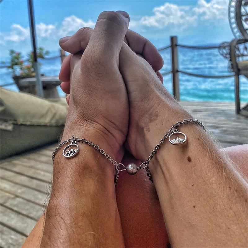 

Магниты Miotsukushi, парные браслеты, мужские и женские, пара минималистичных модных цепочек