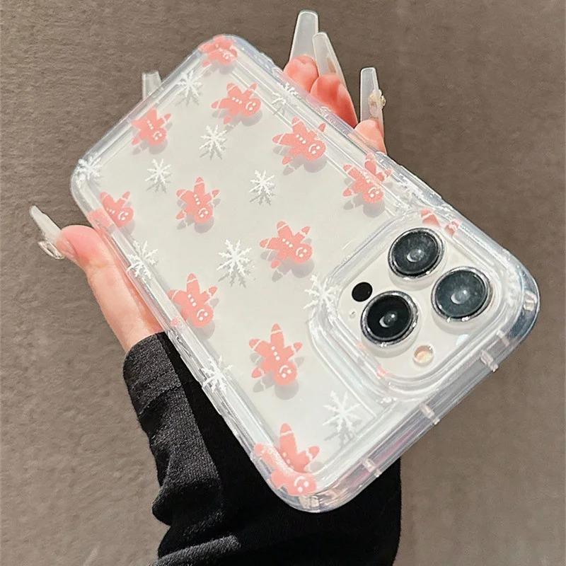 Winter Snowflakes Christmas Phone Case For iPhone 17 16 15 14 13 12 11 Pro Max 17Air Airbag Anti-fall New Year's Edition Cover
