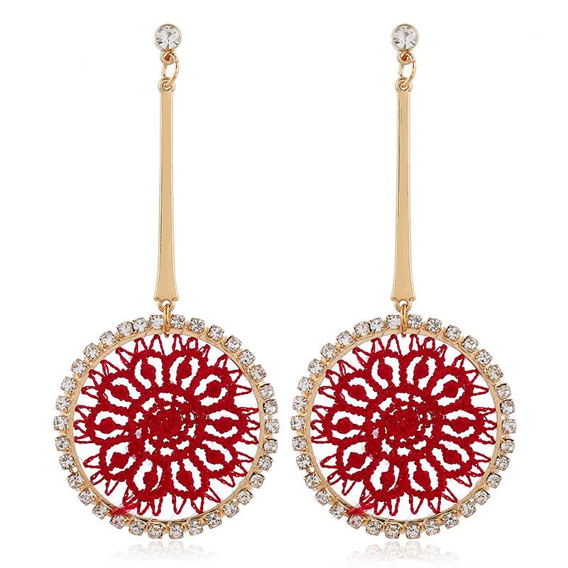 Original fashion personality retro crystal stud earrings female simple temperament versatile long earrings show face thin earrings