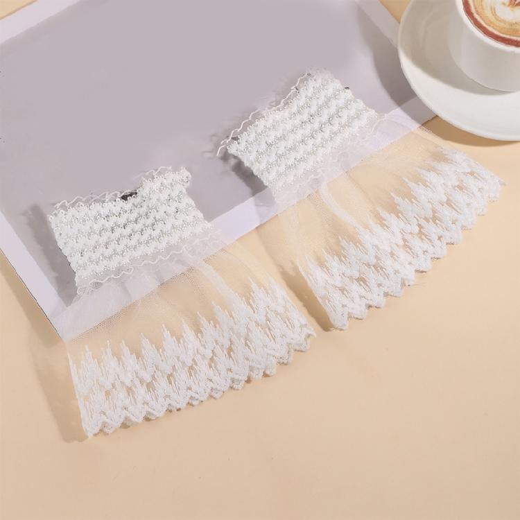 Stylish Sheer Wrist Cuffs Lace Pattern Detail Nails Photography Accessories Lightweight Fabric