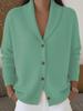 Women's Loose Knit Cardigan - Autumn/Winter, Soft Lapel Button Sweater, Long Sleeve, Plain Color