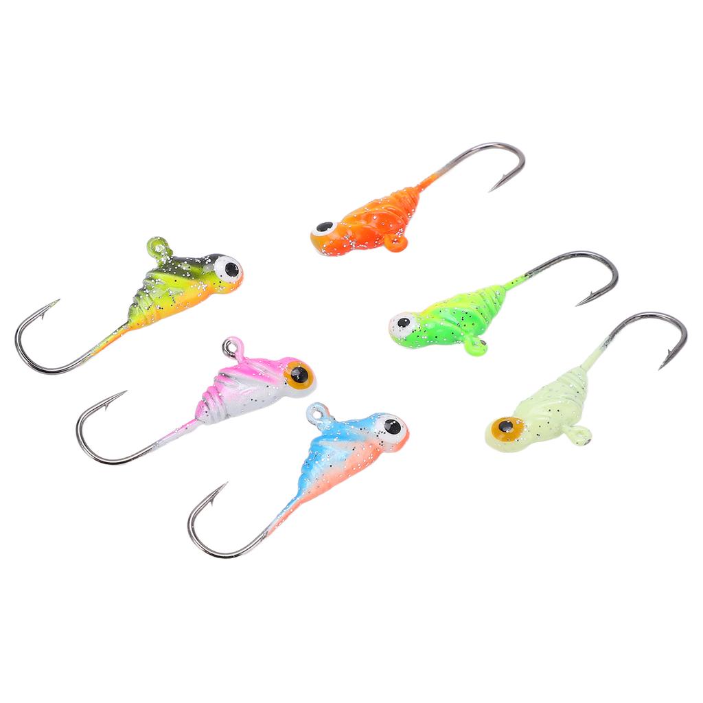 6Pcs Ice Fishing Jigs Fishing Lures Mini Jig Head Baits Carbon Steel for Winter Outdoor004