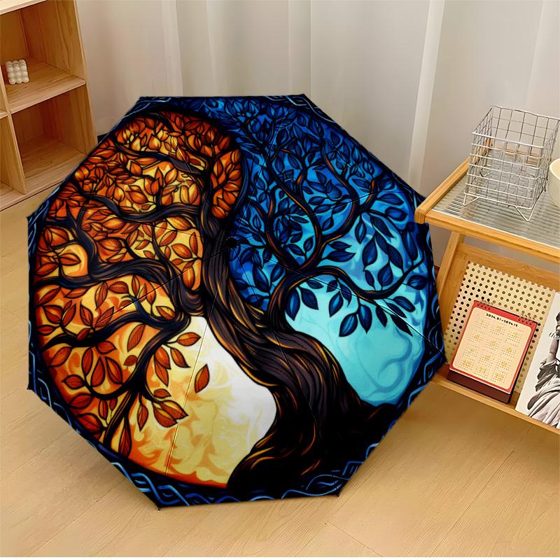 

Tree (2) Printed umbrella windproof folding umbrella portable sun and rain umbrella suitable for gifting