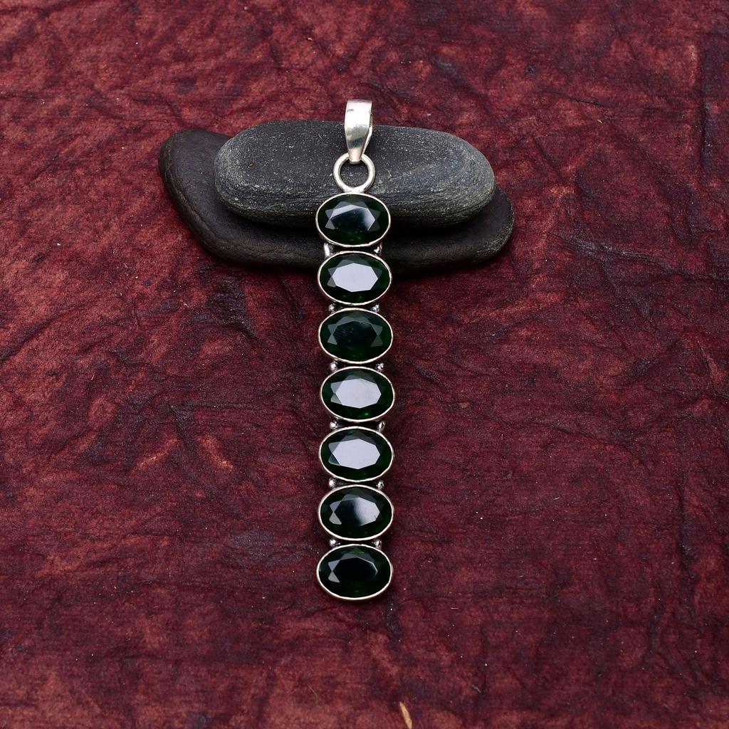 Awesome Chrome Diopside Gemstone Pendant: 925 Sterling Silver Handmade Pendant Necklace Jewelry