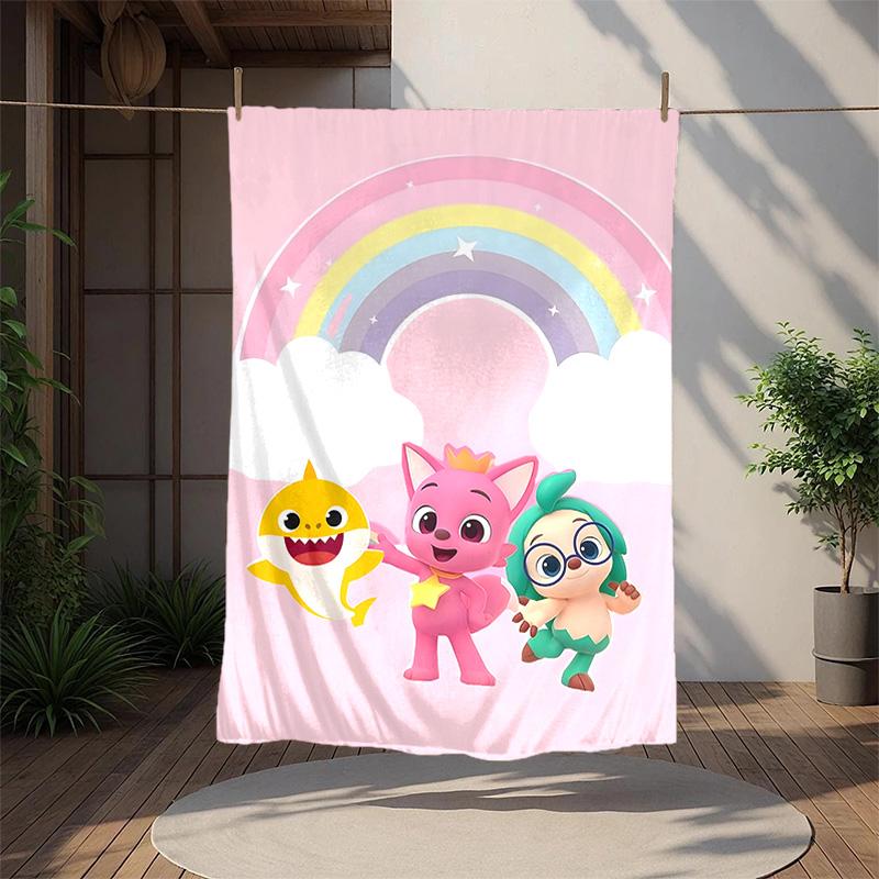 Pinkfong Flannel Blanket Soft Warm All-Season Throw, Design for Camping, Car Travel, Hiking Sofa, Bed, Office Perfect Gift for Parties