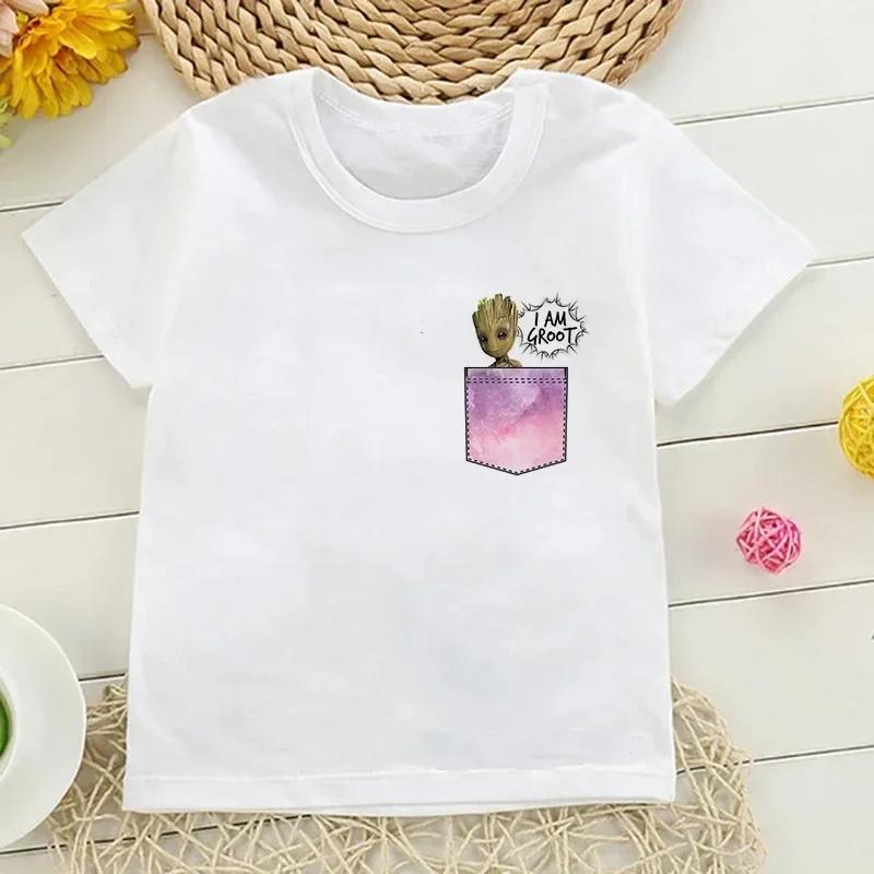 Children Shirt Kids I Am Groot Bady Anime Groot Movie Tops Cute T Shirt Harajuku Graphic Boys Girls Tee Baby Cotton Short Sleeve