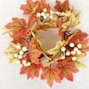 Artificial Maple Leaves Wreath With Berries Sunflowers Candle Rings For Farmhouse Fall Thanksgiving Wedding Centerpiece Table Door Decor