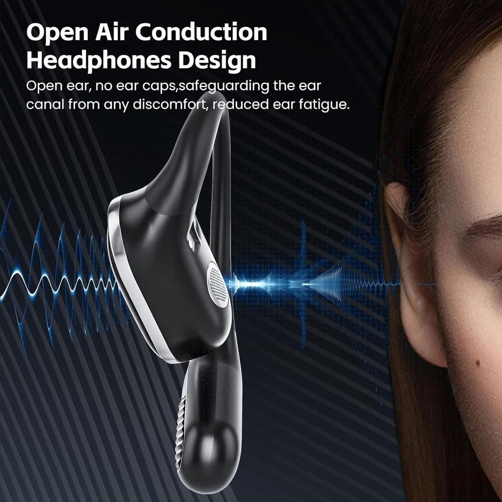 Open Ear Wireless Earbuds Bluetooth Headphones, 40Hrs Playtime Stereo Sound Earphones with IP7 Waterproof Ear Buds for Fitness/Travel