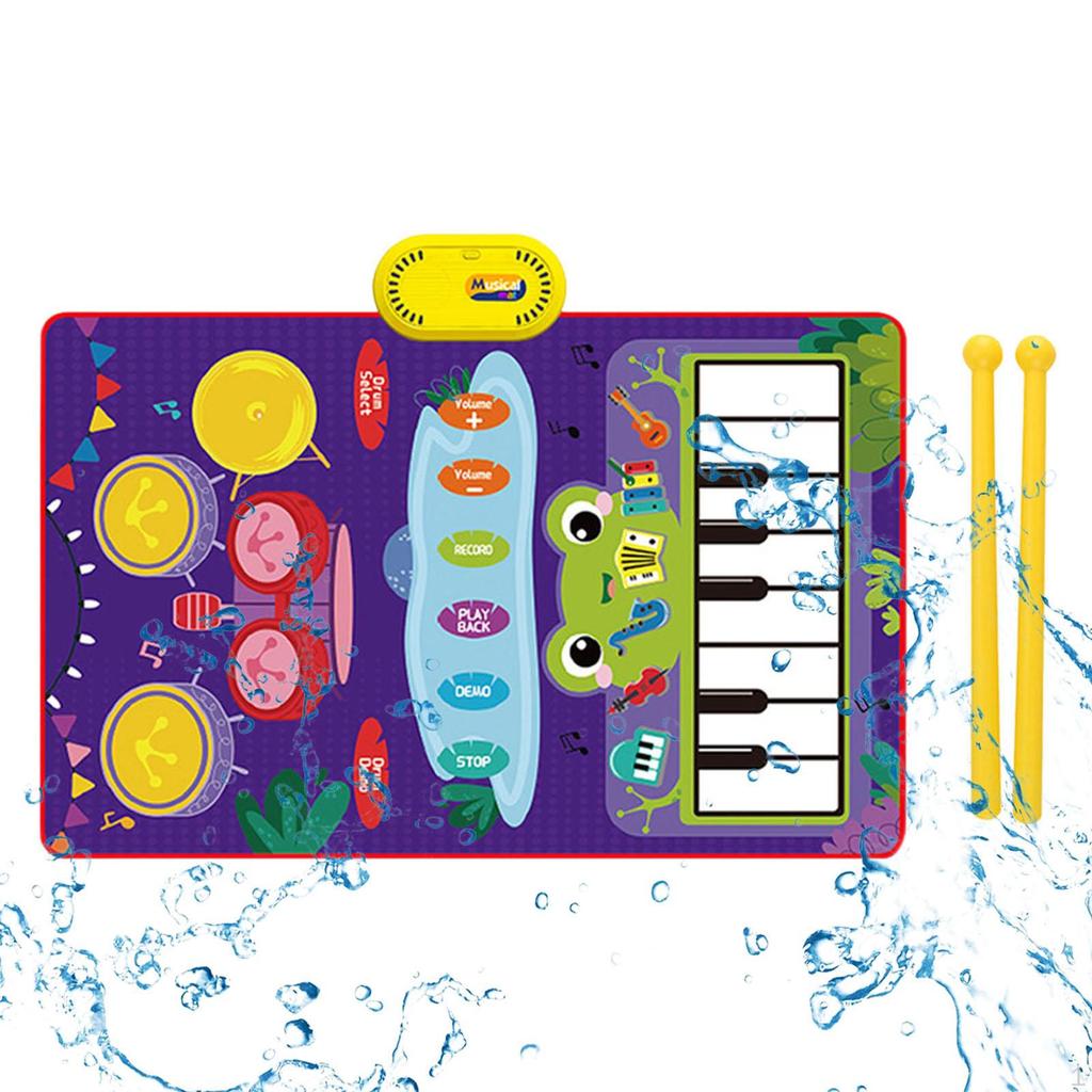 2 in 1 Piano Drum Mat Musical Toy Adjustable Volume Portable Early Educational Durable Valentines