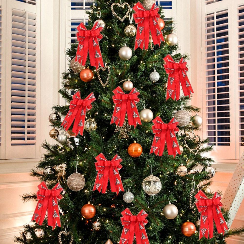 Hanging Pendent Large Christmas Bow DIY Xmas Bow Knot Christmas Tree Bowknot  Background Wall
