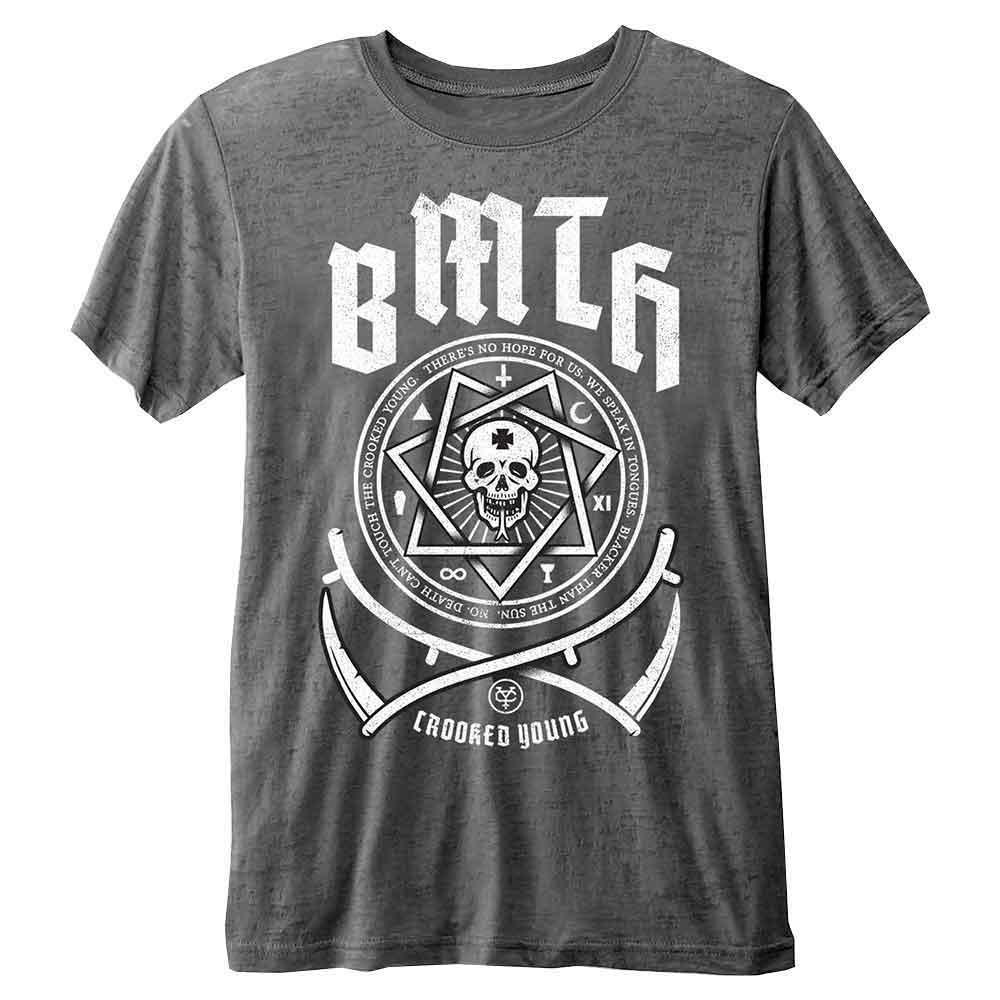 

Футболка Bring Me The Horizon Кривой Молодой Логотип Официальная Угольно-Серый Выгоревший Унисекс Футболка L