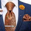 7 Colors Mens Plaid Paisley Silk Necktie Hanky Cufflink Tie Clip Boutonniere Set for Wedding Party