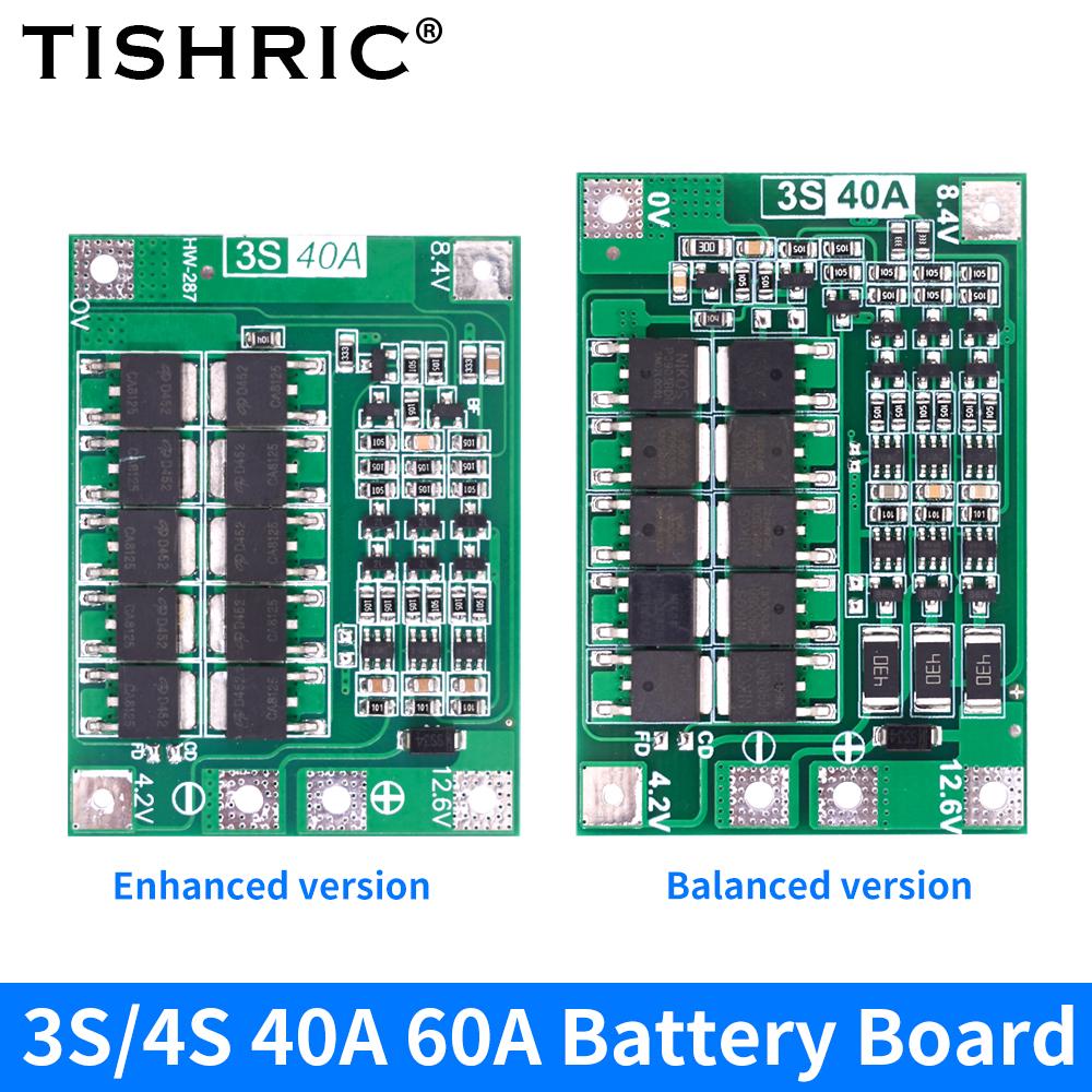 

TISHRIC 3S 4S 40A 60A литий-ионная плата зарядного устройства для литиевой батареи DC 12,6 В 13,6 В постоянного тока Enhance Balance 18650 плата защиты литиевой батареи