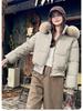 Hooded Cotton-padded Jacket Short Winter Thickened Warm Coat With Fur Collar