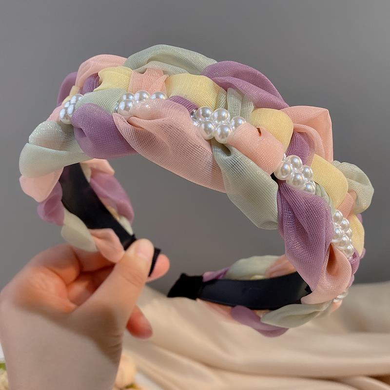 Toothed Anti-Slip Light Luxury Headband, Twist Braid, Wide-Edged Pressed Headband, High Skull Hairpin Hair Ornament