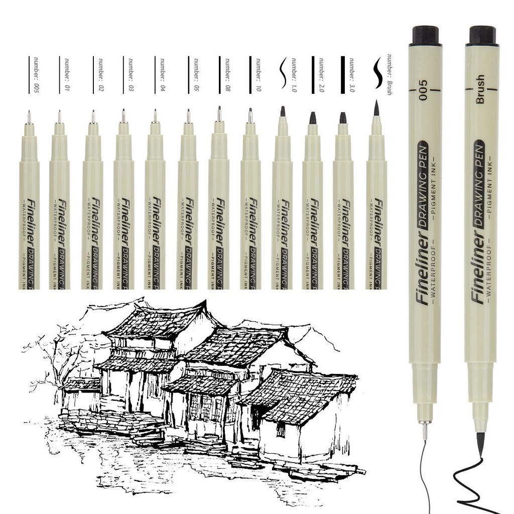 Fine-liner Waterproof Quick-Dry Needle Tip Pen Set for Children's Outlining & Drawing