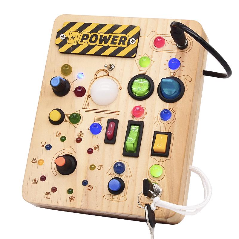 

Interactive Montessori Busy Board: LED Circuit Switch Box for Early Education