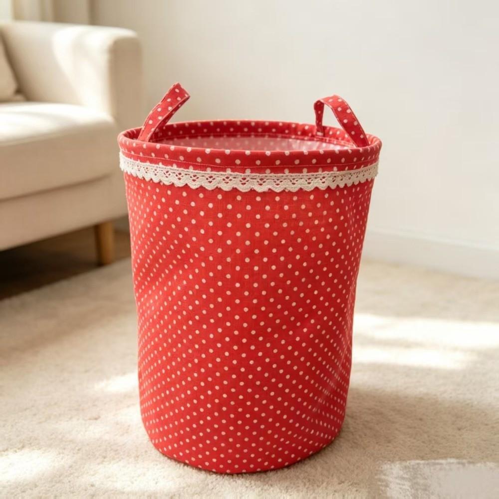 Polka Dot Storage Basket Cotton Linen Laundry Basket Fashion Clothes Organizer Storage Bin
