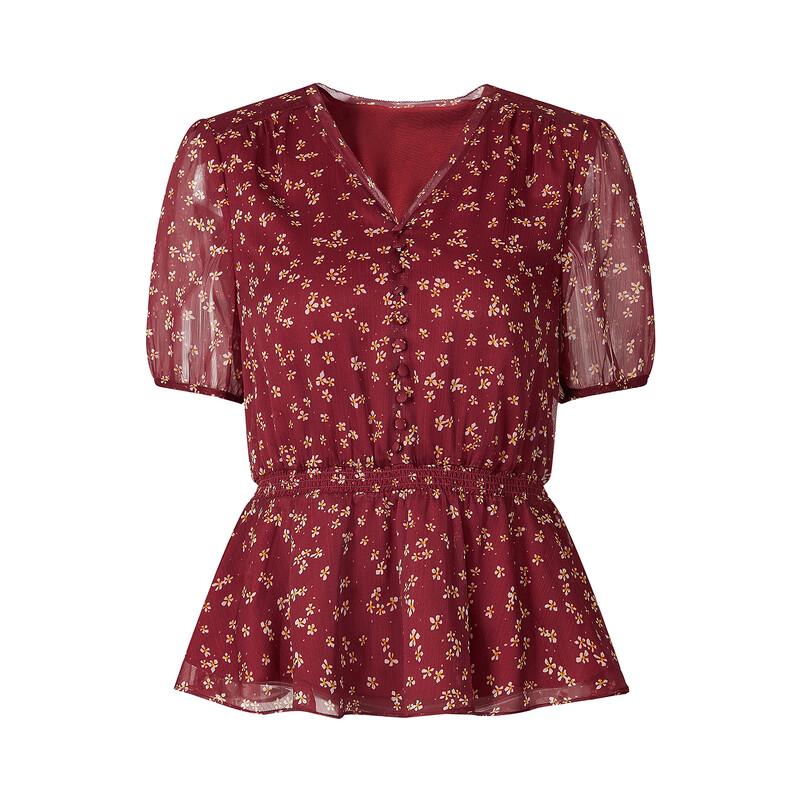 JUZI Annakou Raffiniertes geblümtes Chiffon-Oberteil