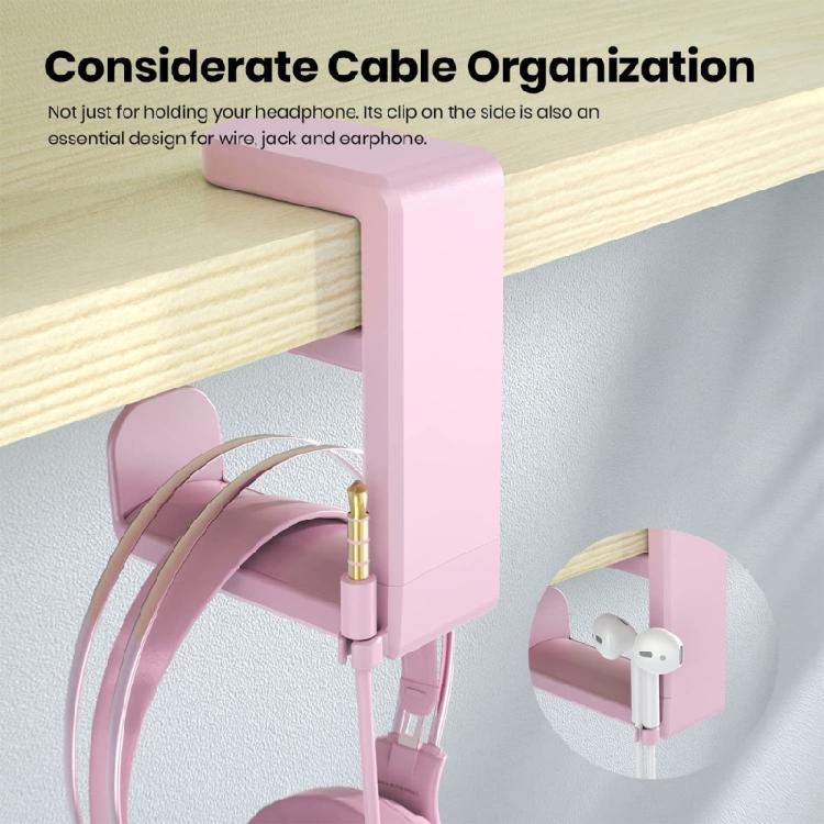 Lightweight Under Desk Headset Stand Holder Rack with Rotating Hook Adjustable Clamp for Organized Gaming Setup