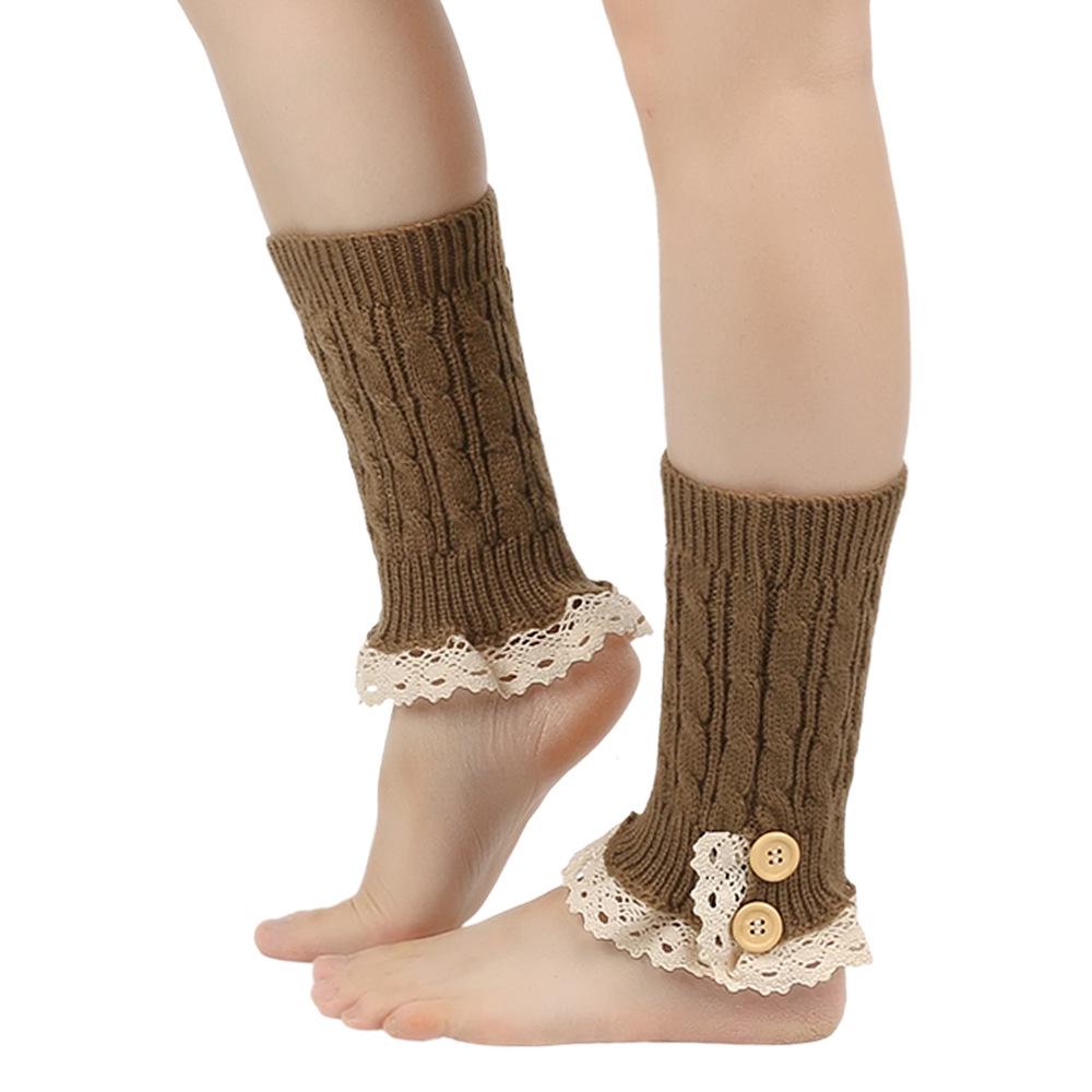 Korean Lace Trim Cable Knit Leg Warmers - Autumn & Winter Versatile Boot Covers