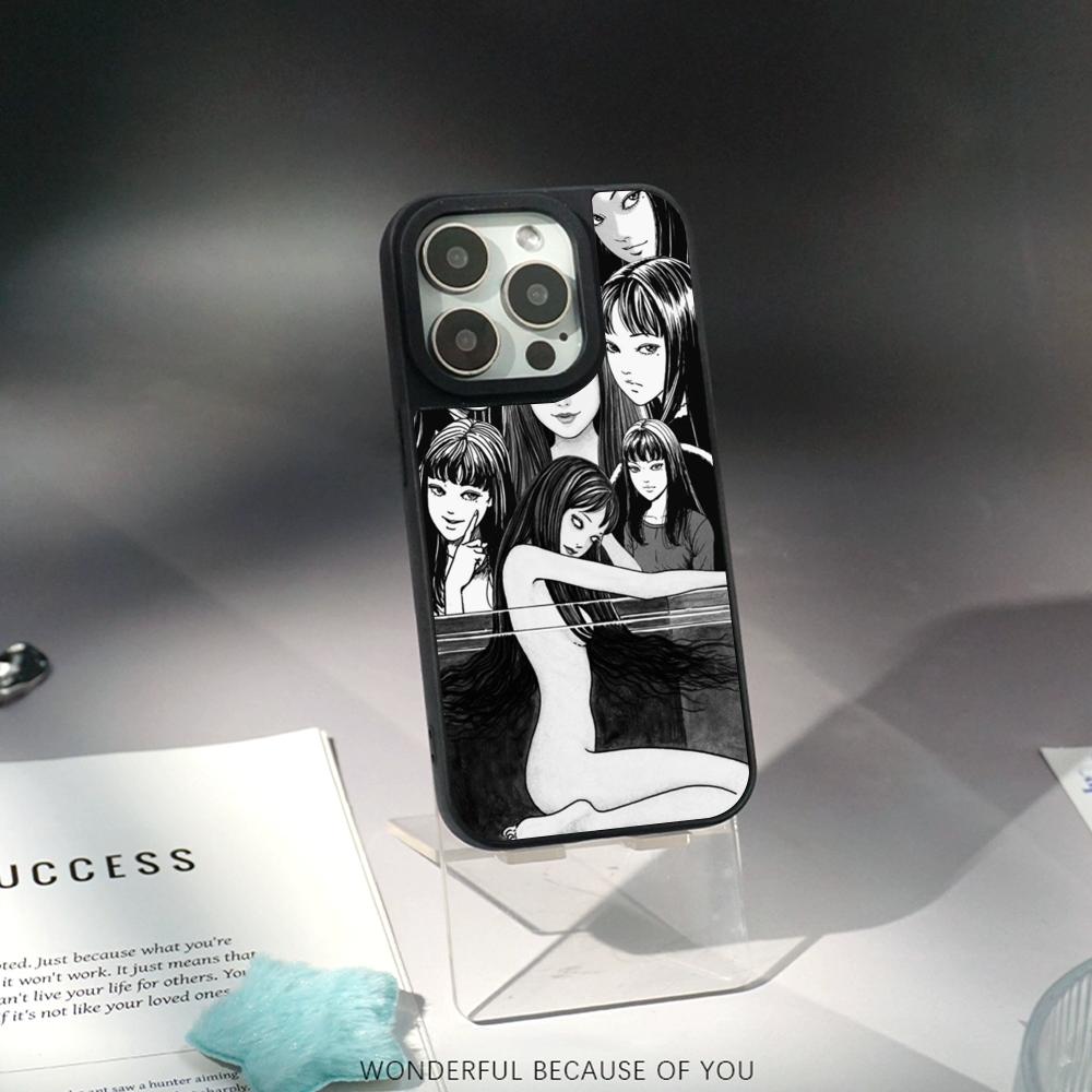 

Thriller Cool Tomie junji anime Phone Case for iPhone 17 16 15 14 13 12 Pro Max Sheepskin Carbon fiber protective case iPhone 13 mini