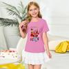 Girls' Round Neck Short Sleeves Christmas Witch  Group Print Casual Short Sleeves