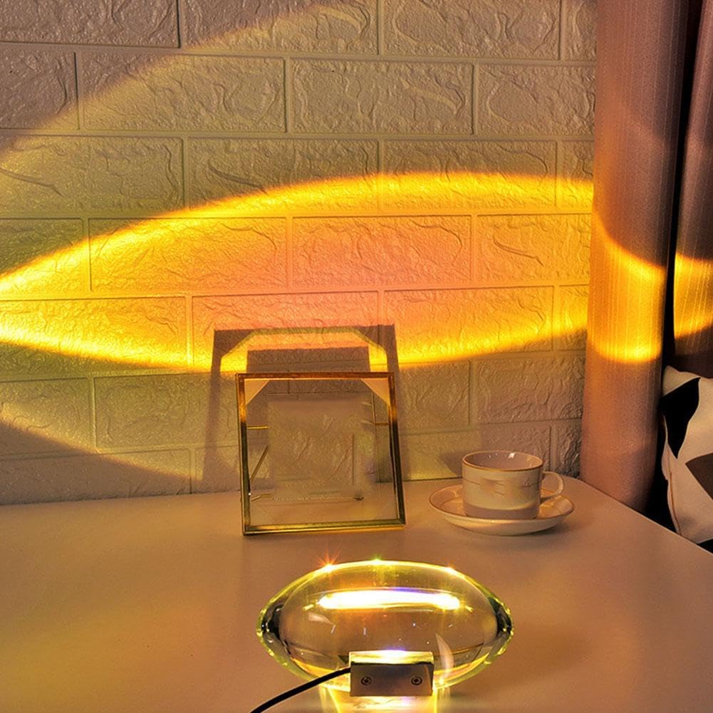 Angel Eyes Projection Night Light, 2024 New Colorful Crystal Lamp Sunset Table Lamp, Rainbow Decorative Atmosphere Light for Bedroom Living Room