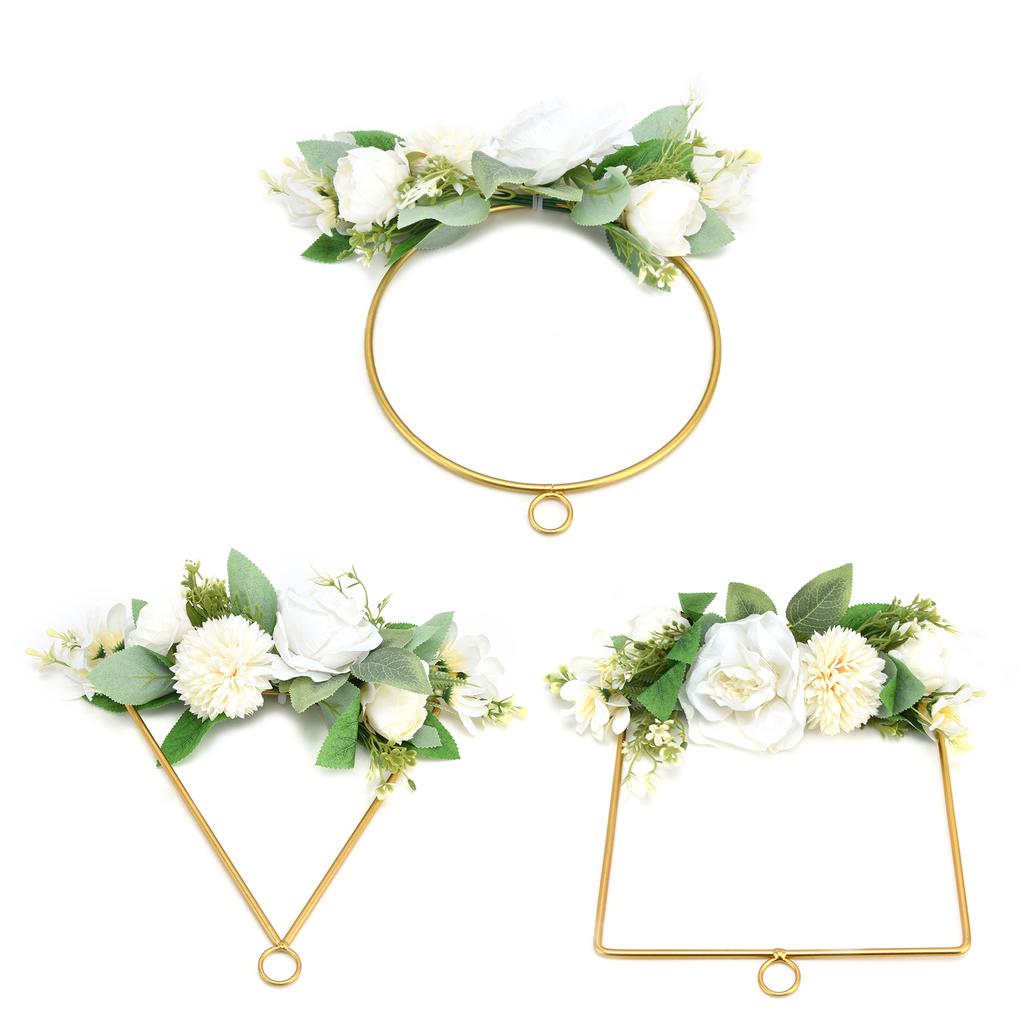 Blumenkranz Metallring Kranz Künstlicher Wandhängekranz für Hochzeit Zuhause Café