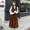 Women's Sweet Corduroy Dress & Top Set - Preppy Style, Autumn Fashion, Waist-Hugging Skirt, Two-Piece