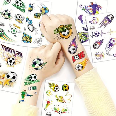 10 Bögen Kinder Fußball Temporäre Tattoo Aufkleber, Wasserdichte Fußball Fan Fake Körperkunst Tattoos Für Männer Frauen Kinder Party