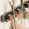 3/4 Hooks Gray Mop Holder Broom Organizer Rack Mop Holder Wall Mounted Strong Broom Mop Holder Self Organizers Hang Broom