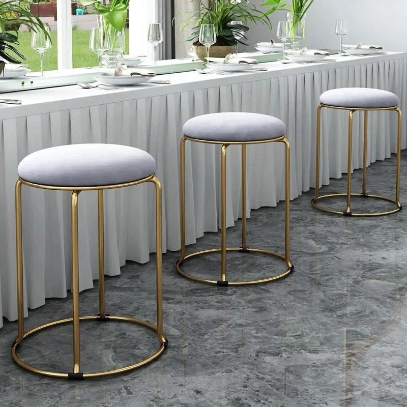 Rebar Round Stool Staable Soft Fabric Living Room Dining Table Bar Chair  Portable Lightweight Stool, Bedroom Dresser