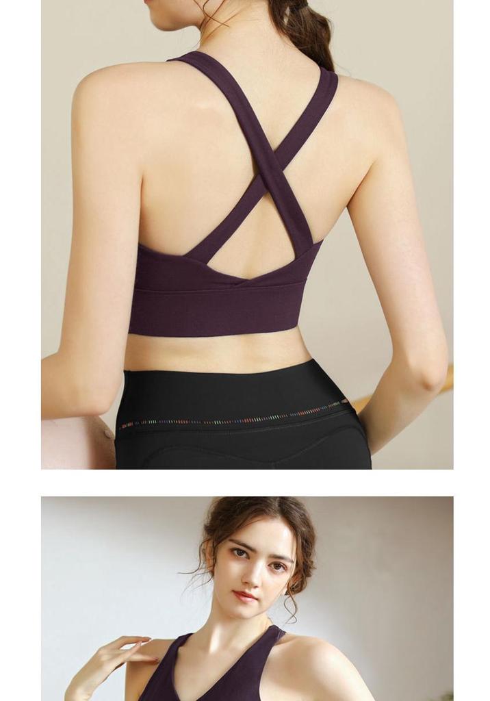 Plus Size Cross-Back Shockproof Sports Yoga Bra with Underarm Slimming Fit