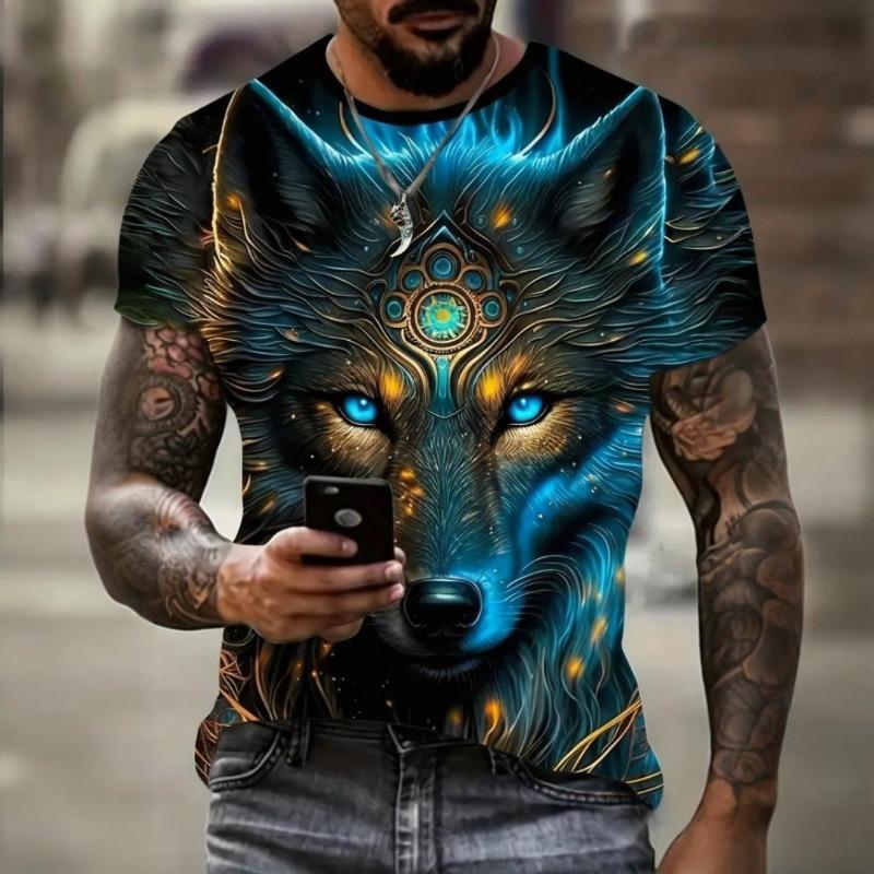 3D digital animal print pattern T-shirt short sleeved