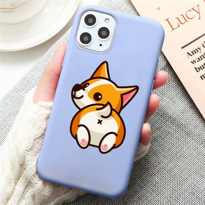Cute Corgi Butt Animal Puppy Phone Case Candy Color Blue pro iPhone 11 12 13 pro XS MAX 8 7 6 6S Plus X 5S SE 2020 XR