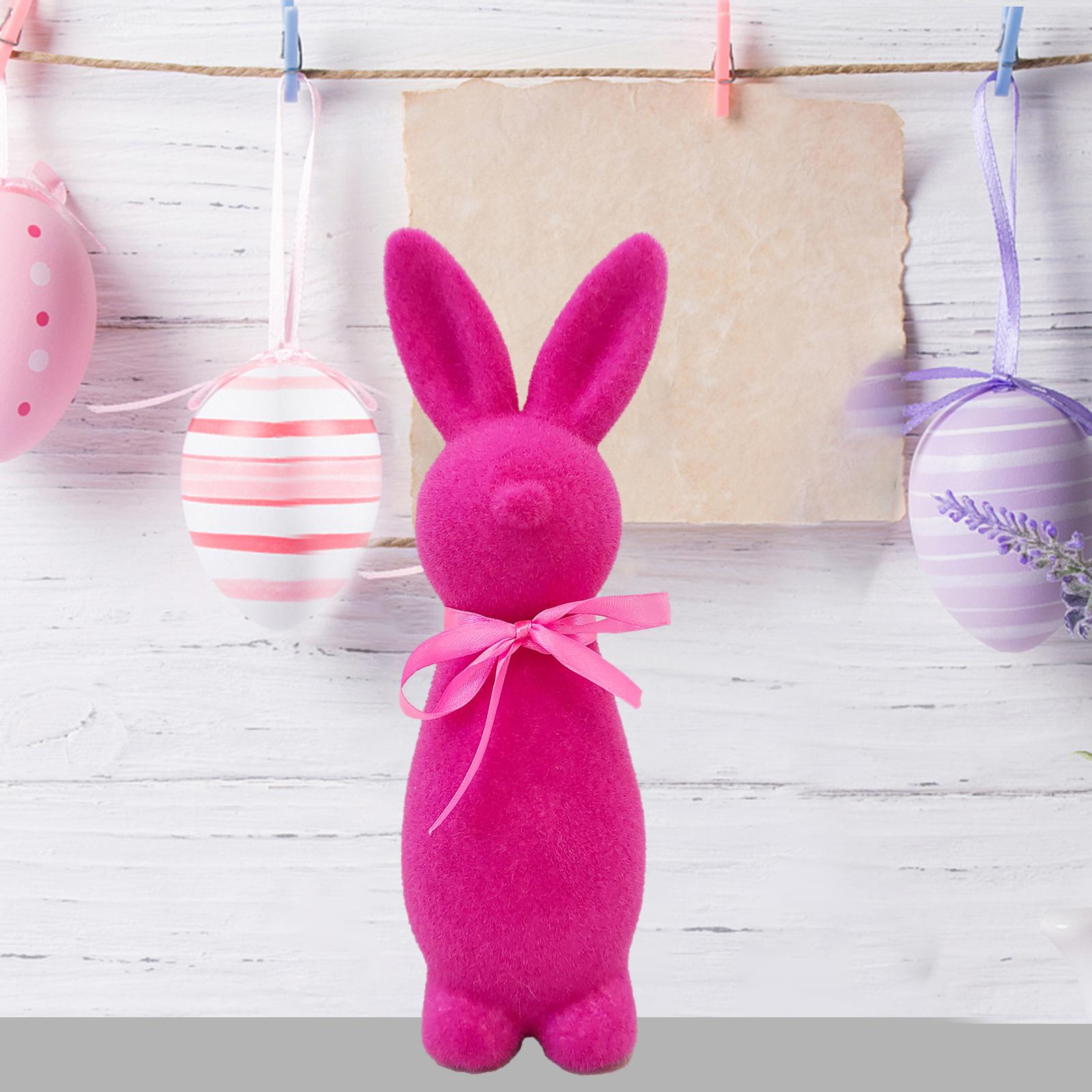

Flocked Easter Bunny Figurine Rabbit Statue Easter Decoration Foam Cute Tabletop Ornament for Home Garden Indoor Patio Shelf розы красного