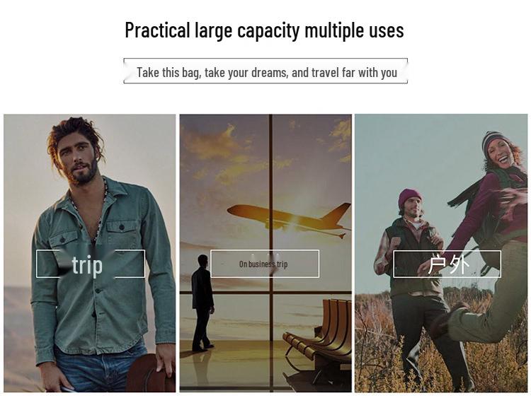 Jiameda Men's European & American Style Briefcase Handbag Crossbody Backpack