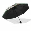 1pc cat shamrock umbrella automatic open/close, 8-Rib Durable Frame, Compact Folding Design, Ideal Birthday/Holiday Gift  1150A