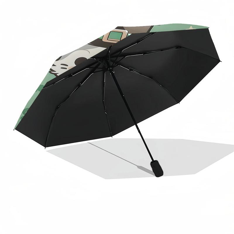 1pc cat shamrock umbrella automatic open/close, 8-Rib Durable Frame, Compact Folding Design, Ideal Birthday/Holiday Gift 1150A
