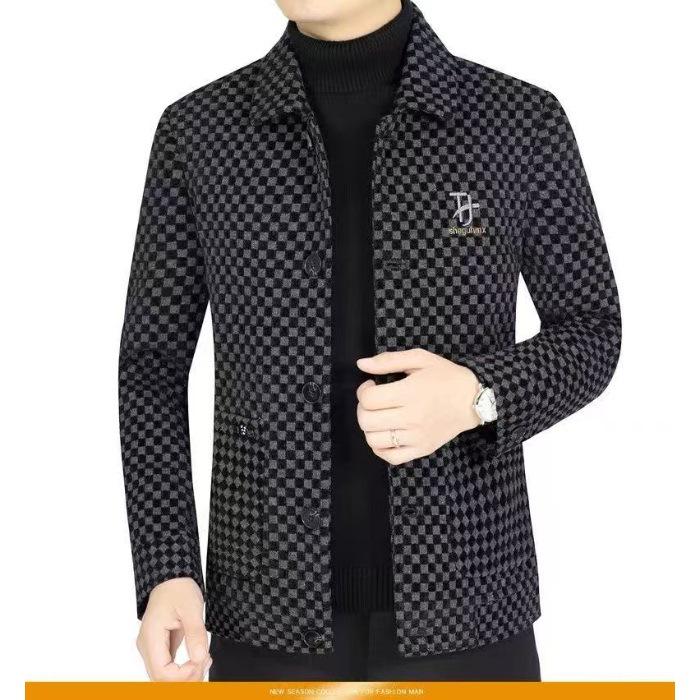 

Men s High-End Lightweight Lapel Casual Jacket with Fleece Lining - Autumn/Winter Business Outerwear 2XL сірий колір