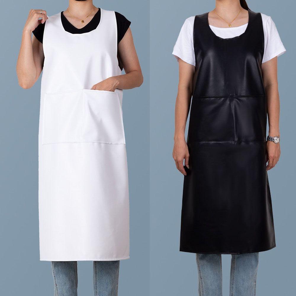 PU Leather Kitchen Apron Waterproof Cooking Work Clothes Durable Cleaning Apron Cleaning Tasks