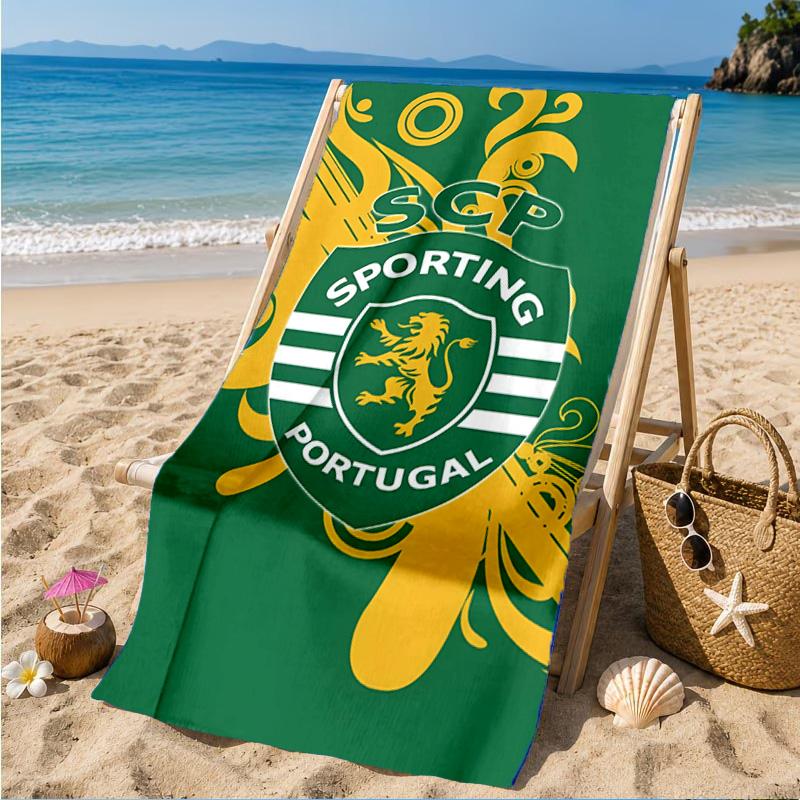 Asciugamano da Spiaggia con Stemma dello Sporting Cp, Asciugatura Rapida, Facile da Curare, Adatto Sia per il Fitness che per le Vacanze al Mare, Essenziale per lo Sport