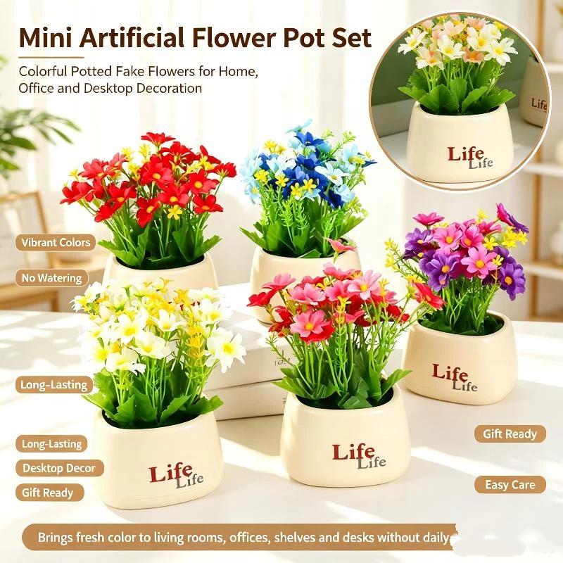 Artificial Potted Flowers No Wilting Needed Vibrant Multicolor Blooms Realistic Fake Plants for Home Office Desk Decor