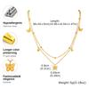 Stainless Steel Double Layer Stacked Necklace for Women,Gold Color Butterfly Bead Chain Necklaces,Trendy Jewelry Gift
