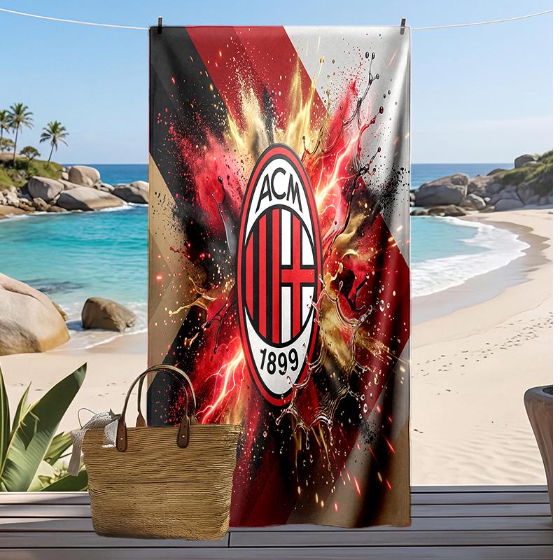AC Milan Printed Beach Towel Quick Dry Soft TowelPortable Large Rectangular Beach Blanket for Travel Swimming Pool