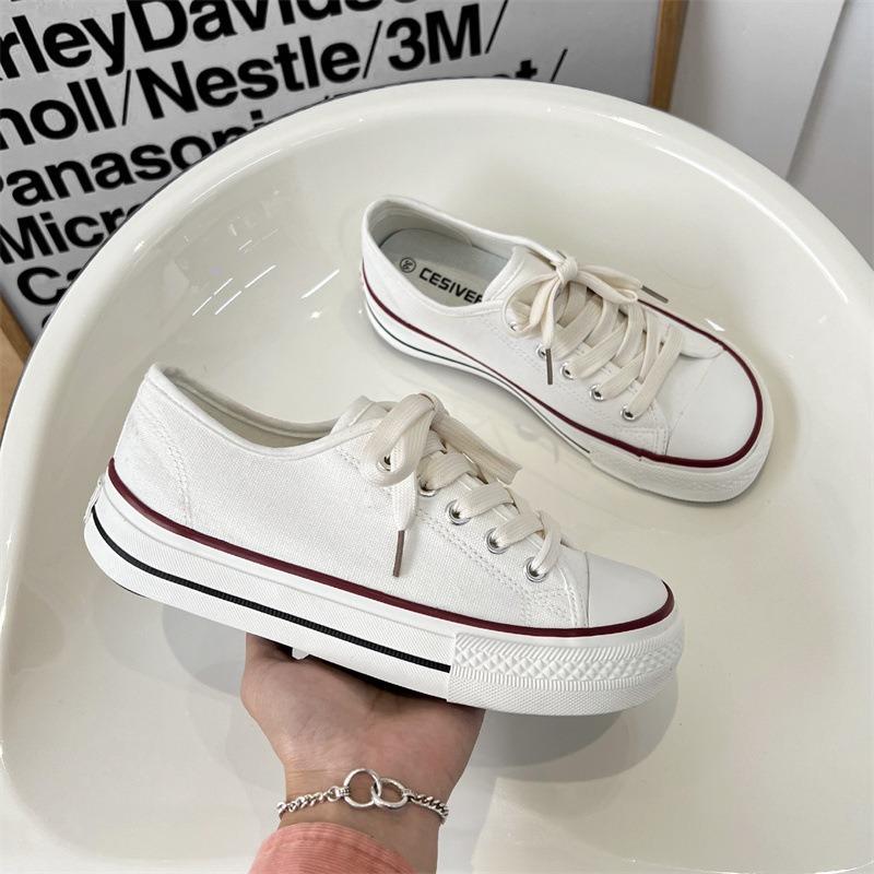 Damesko i lerret Dame Mote Sommer Casual Sneakers Student Fritidssko Høy Topp Dame Vulkaniserte Sko